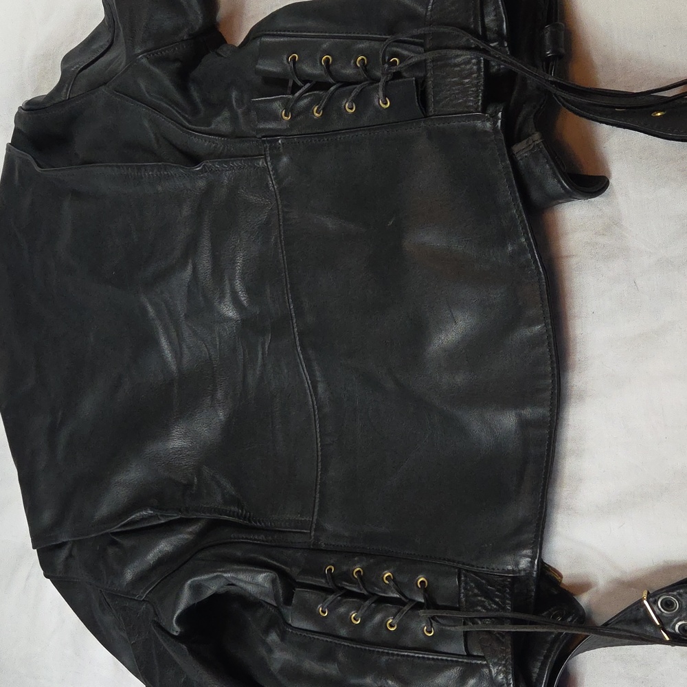 Brooks Black Leather Biker Jacket Coat Womens Size 42 MEDIUM Womans M - Picture 10 of 16